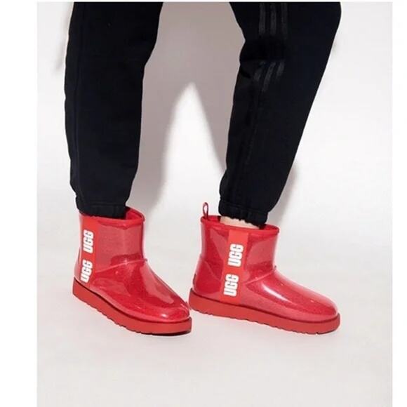 UGG Classic Mini Clear Red NEW $160 Waterproof Red Size W 11 - Picture 2 of 9